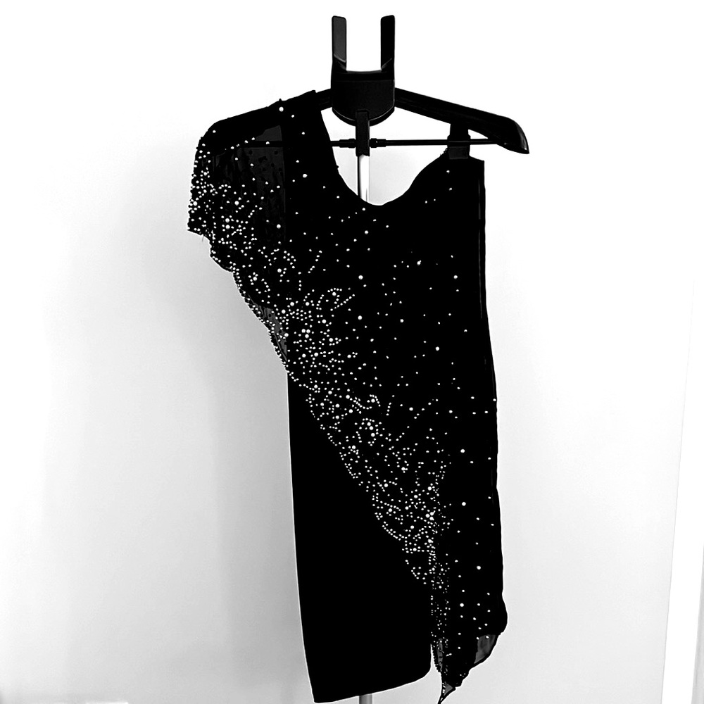 Black Dress with White Embellishments